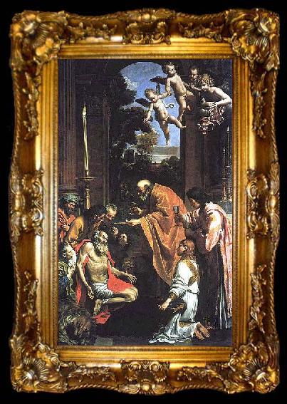 framed  Domenico Zampieri Last Communion of St. Jerome,, ta009-2